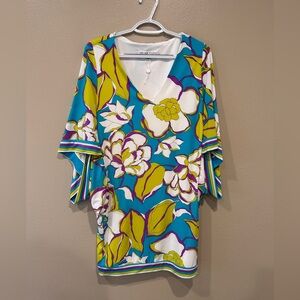 NWOT Trina Turk Floral Multicolor Stretch Swim Cover Up Dress Size 4 #TD162503